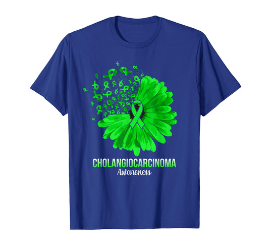 Cholangiocarcinoma Awareness Green Ribbon Flower T-Shirt