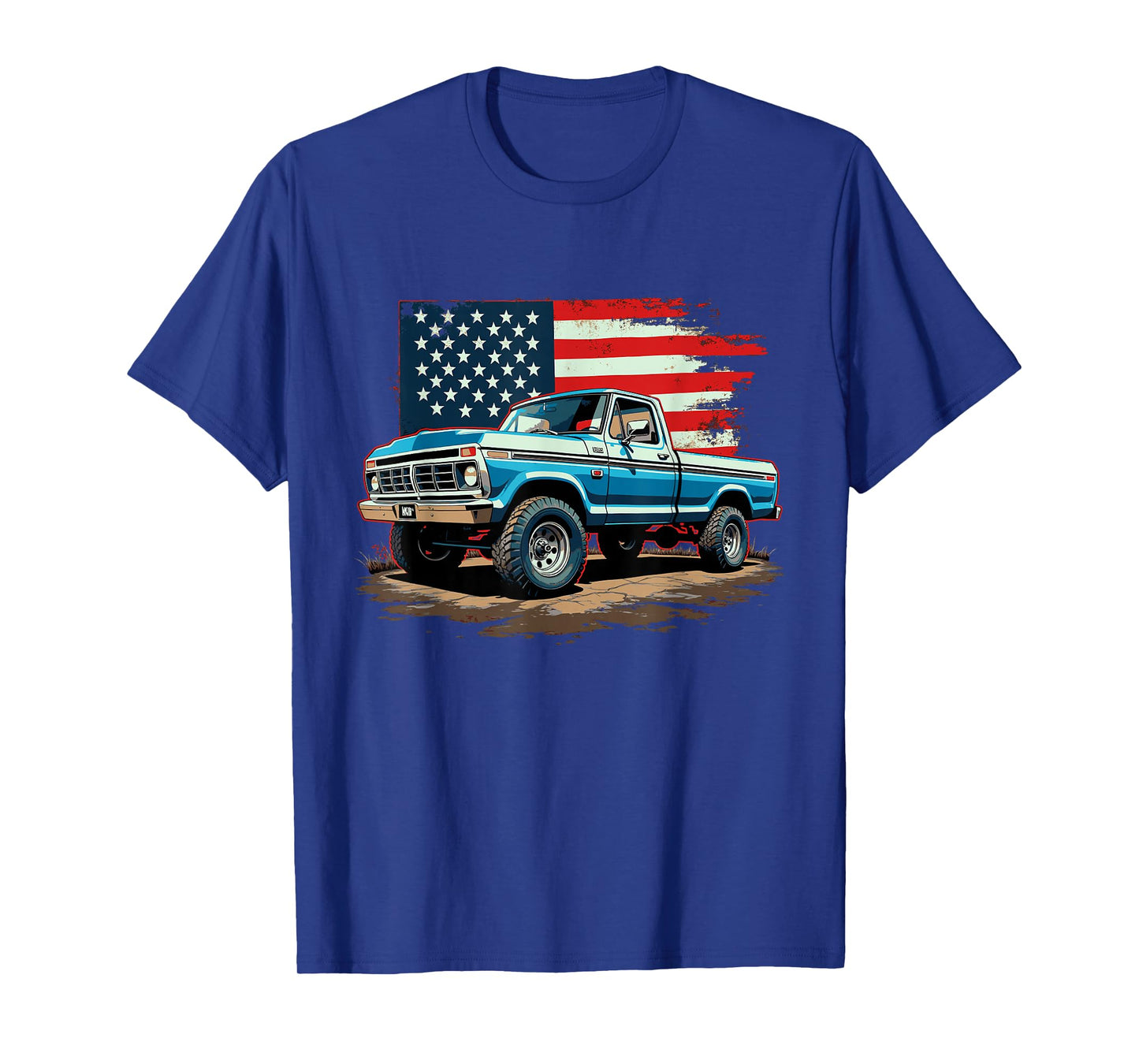Dentside Classic Truck Dentside Lifted Highboy 4x4 Patriotic T-Shirt