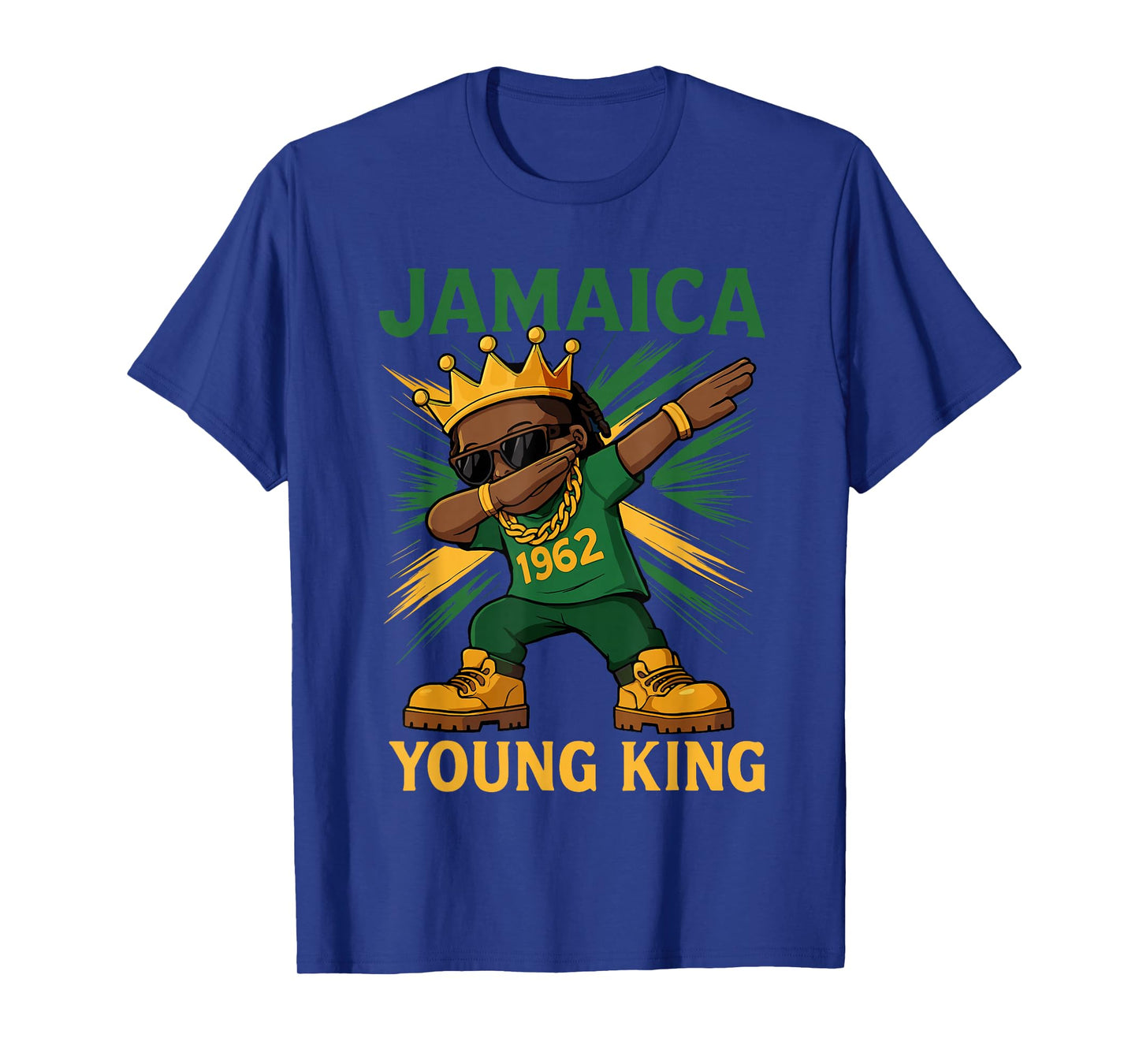 Jamaica Young King Dabbing Proud Jamaican Flag For Boys T-Shirt