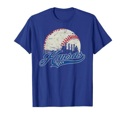 Vintage Kansas City Baseball American US Flag T-Shirt