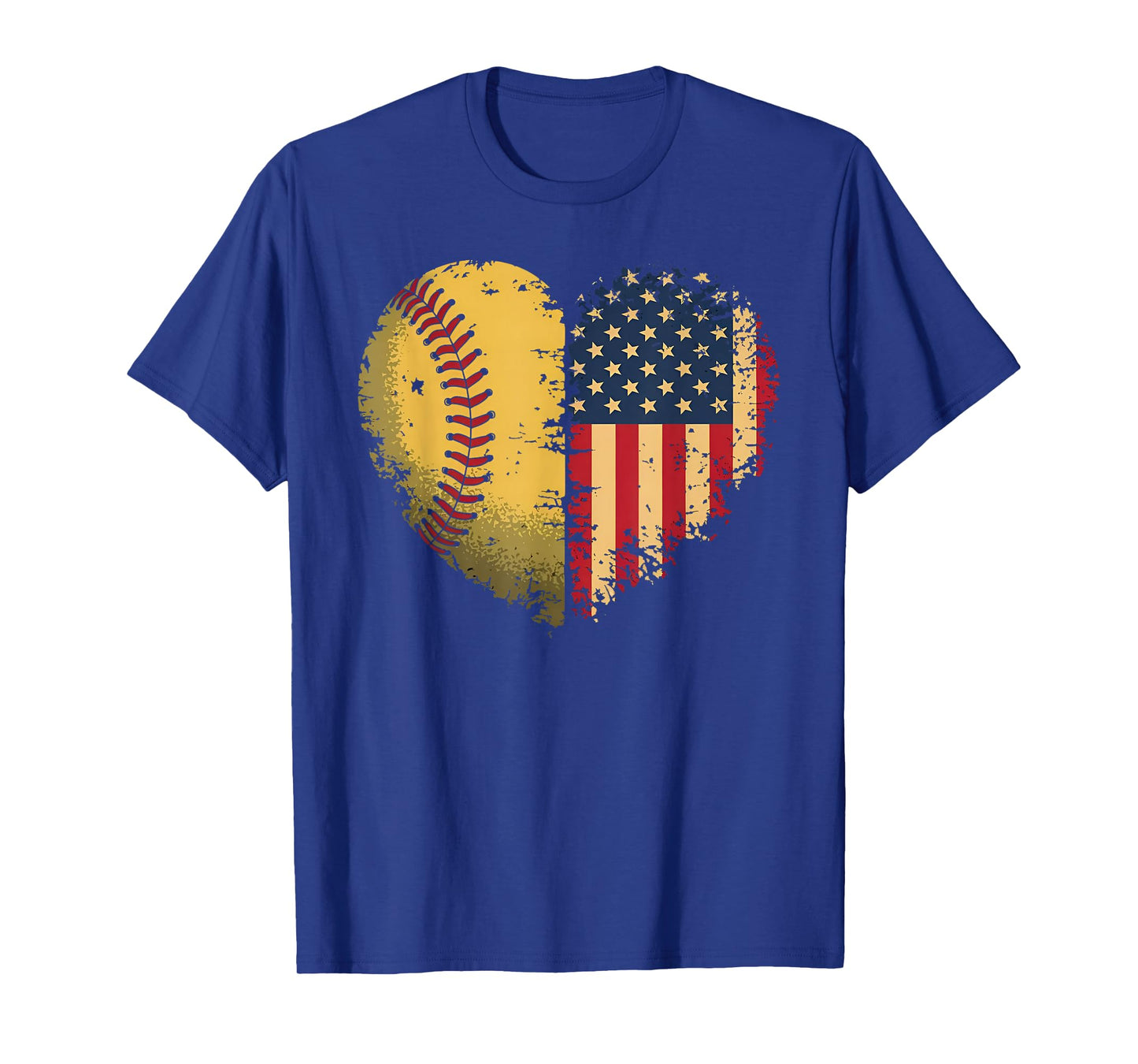 Softball Heart American Flag Patriotic Softball Lovers T-Shirt