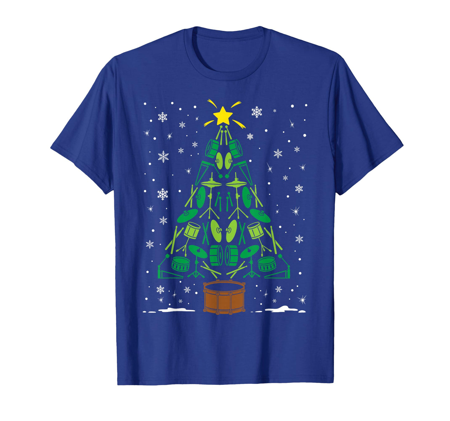 Drummer Christmas Tree Marching Band Holiday Matching Family T-Shirt