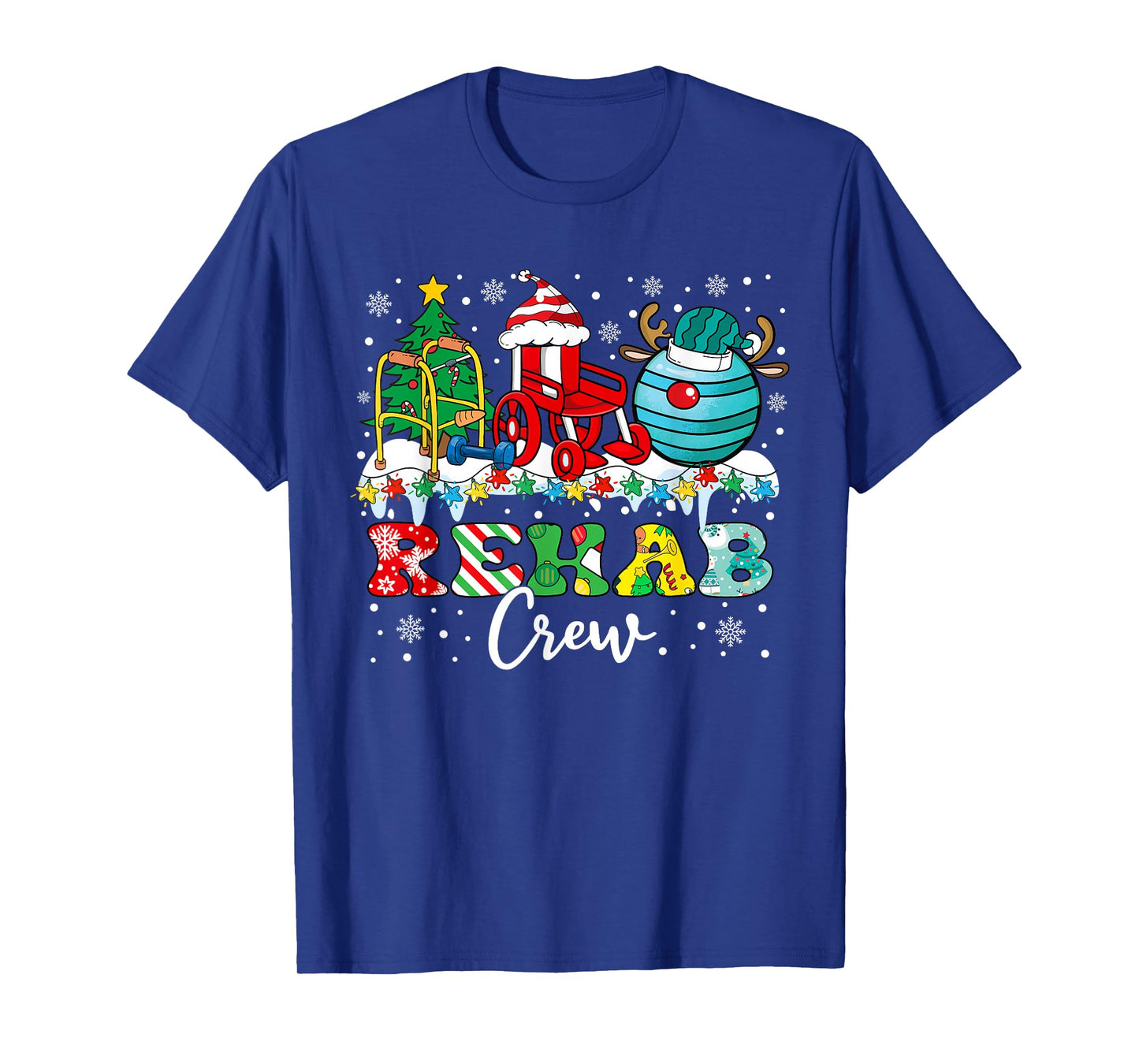 Rehab Crew Wheelchair Santa Reindeer Rehab Nurse Christmas T-Shirt