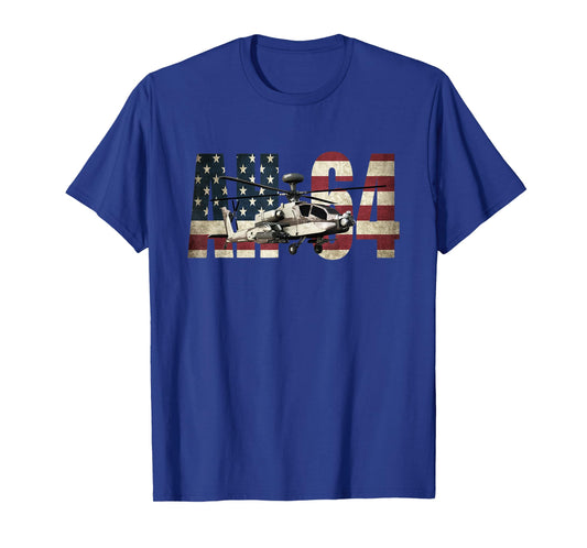 AH-64 AH64 Apache Helicopter US American Flag Tshirt T-Shirt