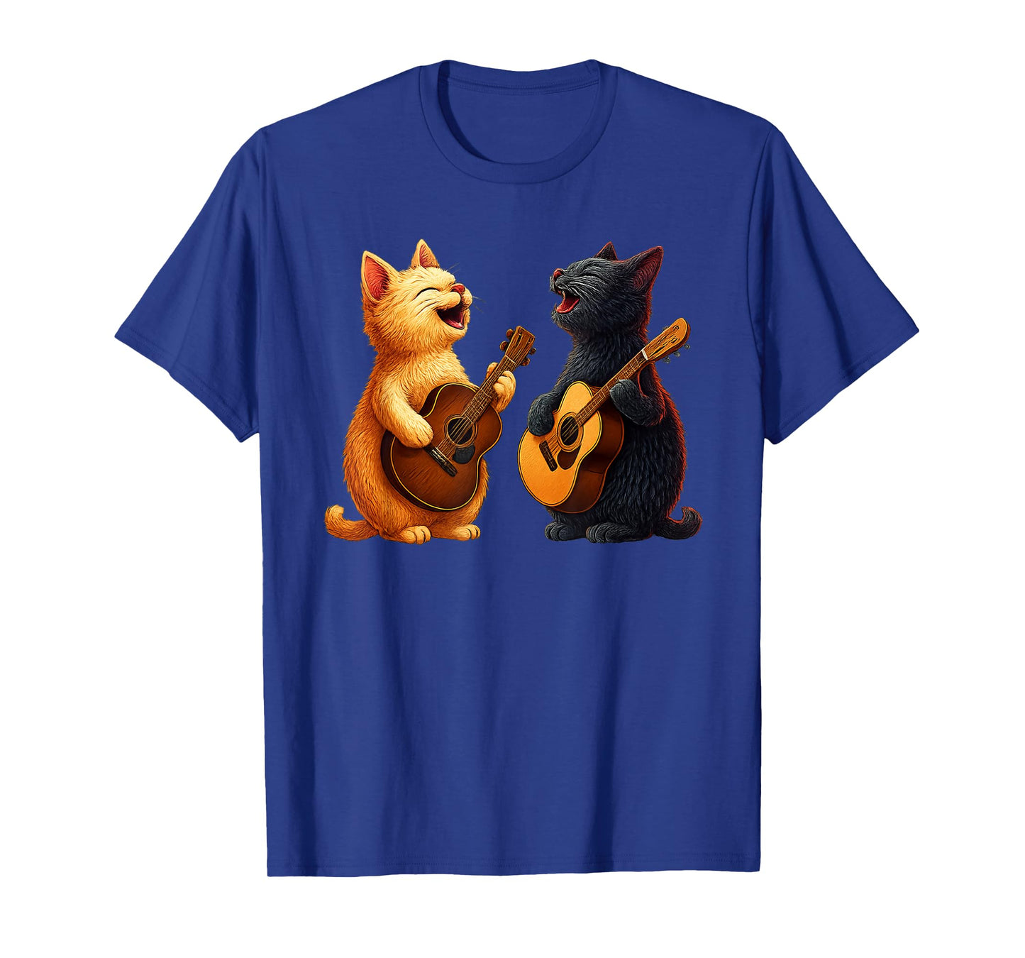 Cute Cats Playing Guitar Musician Music T-Shirt