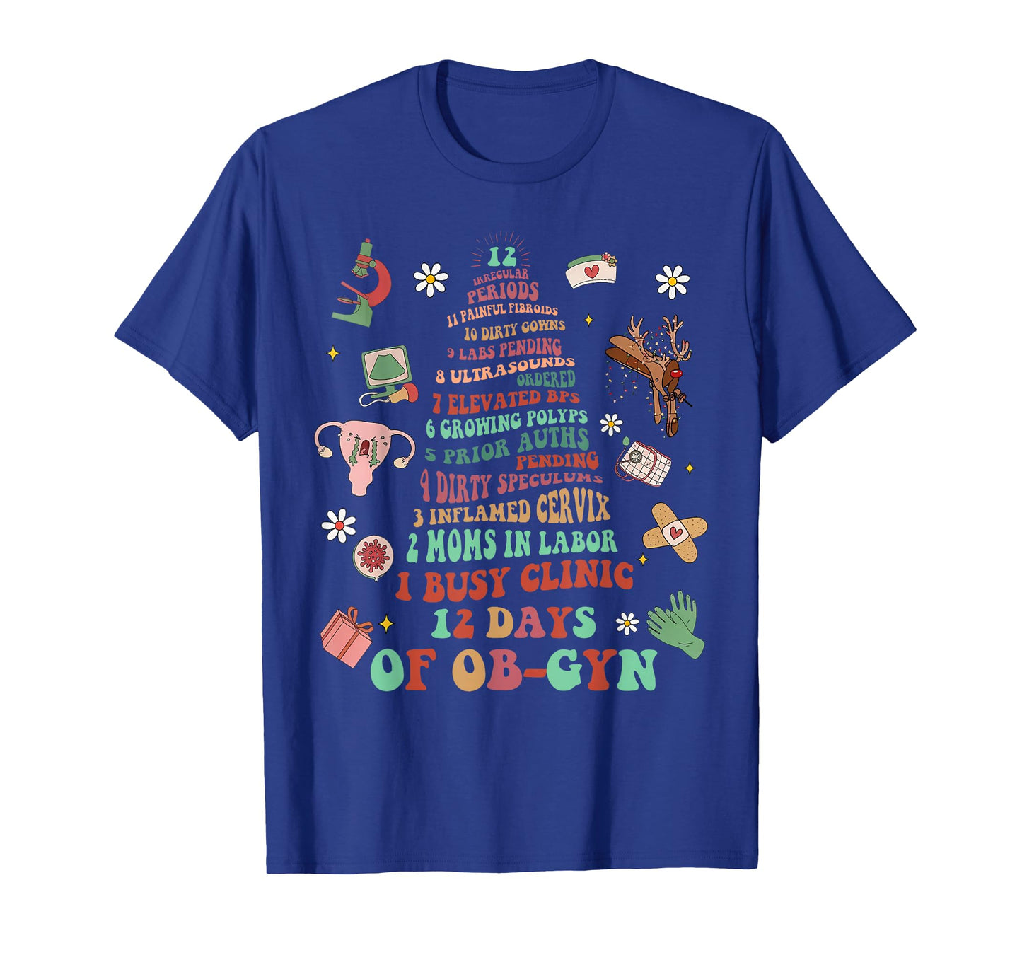 12 Days of OB-GYN Christmas Tree Labor & Delivery Nurse Xmas T-Shirt