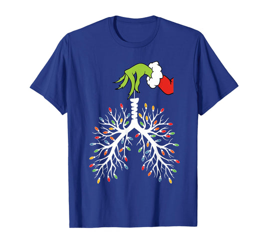 Christmas Nurse Lung Xmas Lights Funny Pulmonologist Holiday T-Shirt
