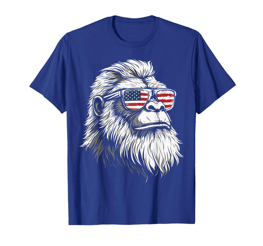 Bigfoot with Sunglasses USA Flag T-Shirt
