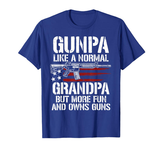 Gunpa Like A Normal Grandpa Fun And Owns Guns US Flag T-Shirt