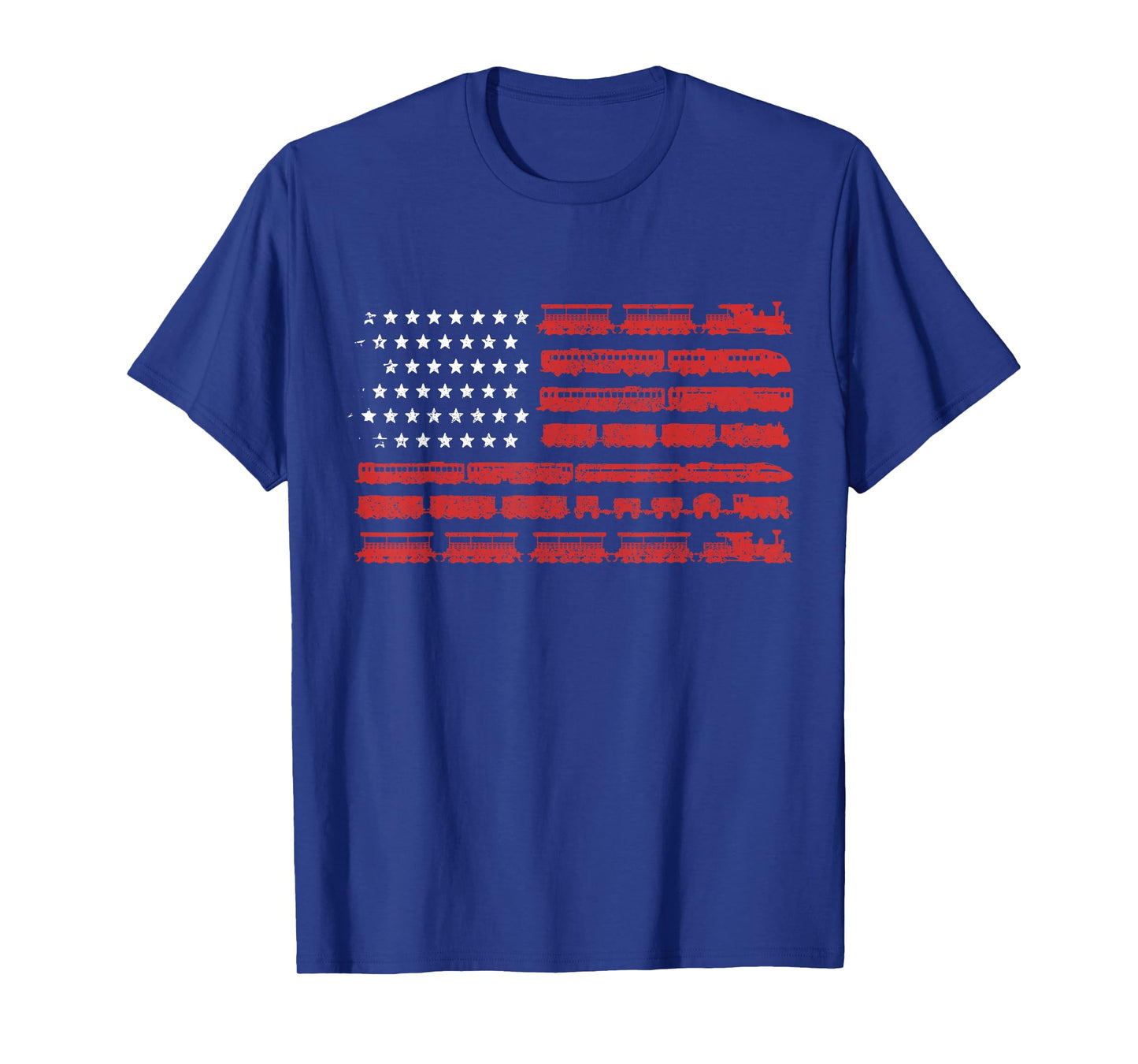 Train American Flag Patriotic Locomotive Railroad T-Shirt