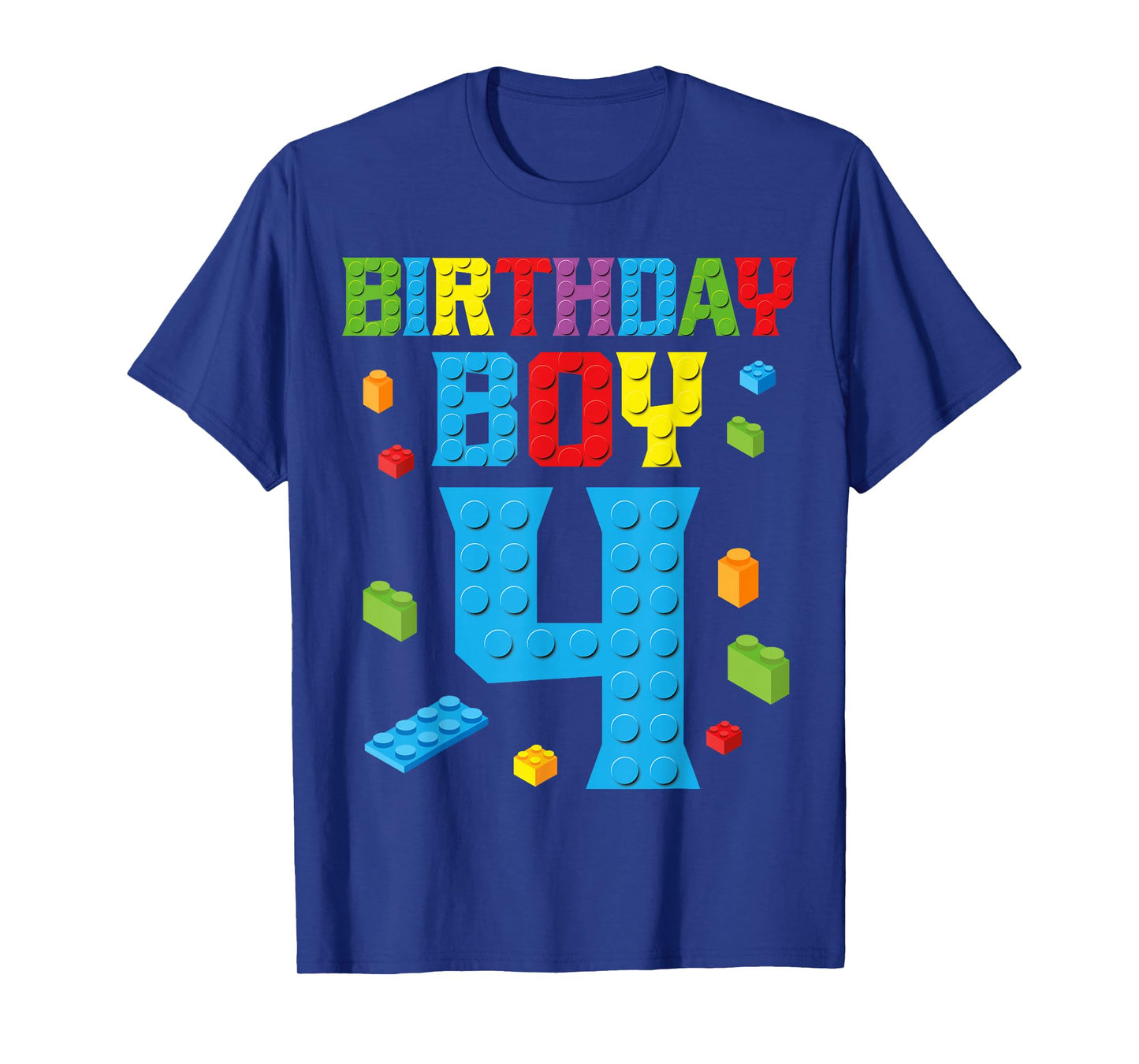 Master Builder 4th Birthday Boy 4 Four Year Building Bricks T-Shirt