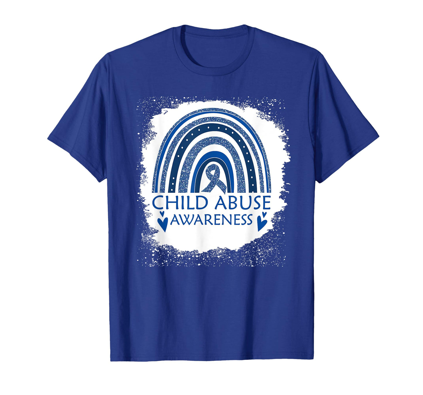 Child Abuse Awareness Bleached Rainbow Blue Ribbon Men T-Shirt