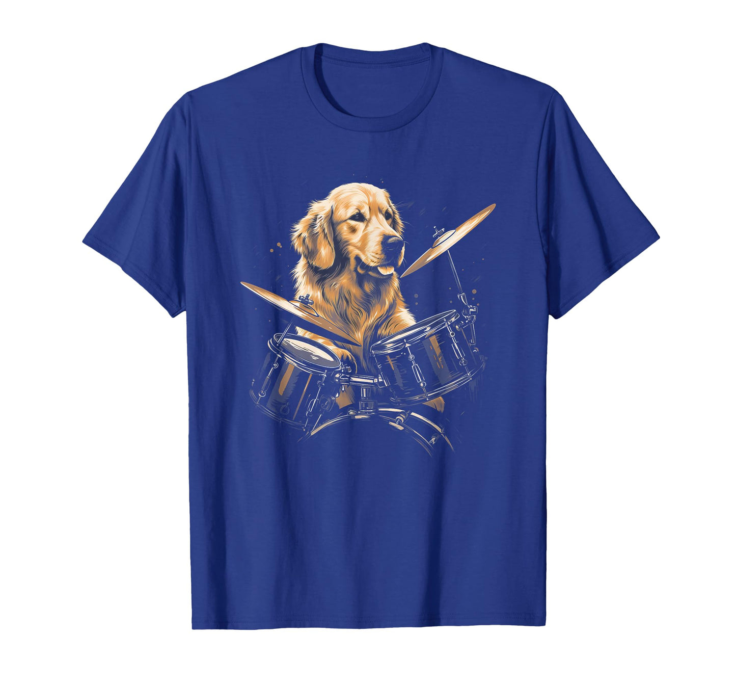 Funny Golden Retriever Dog Playing Drums T-Shirt for Men Women