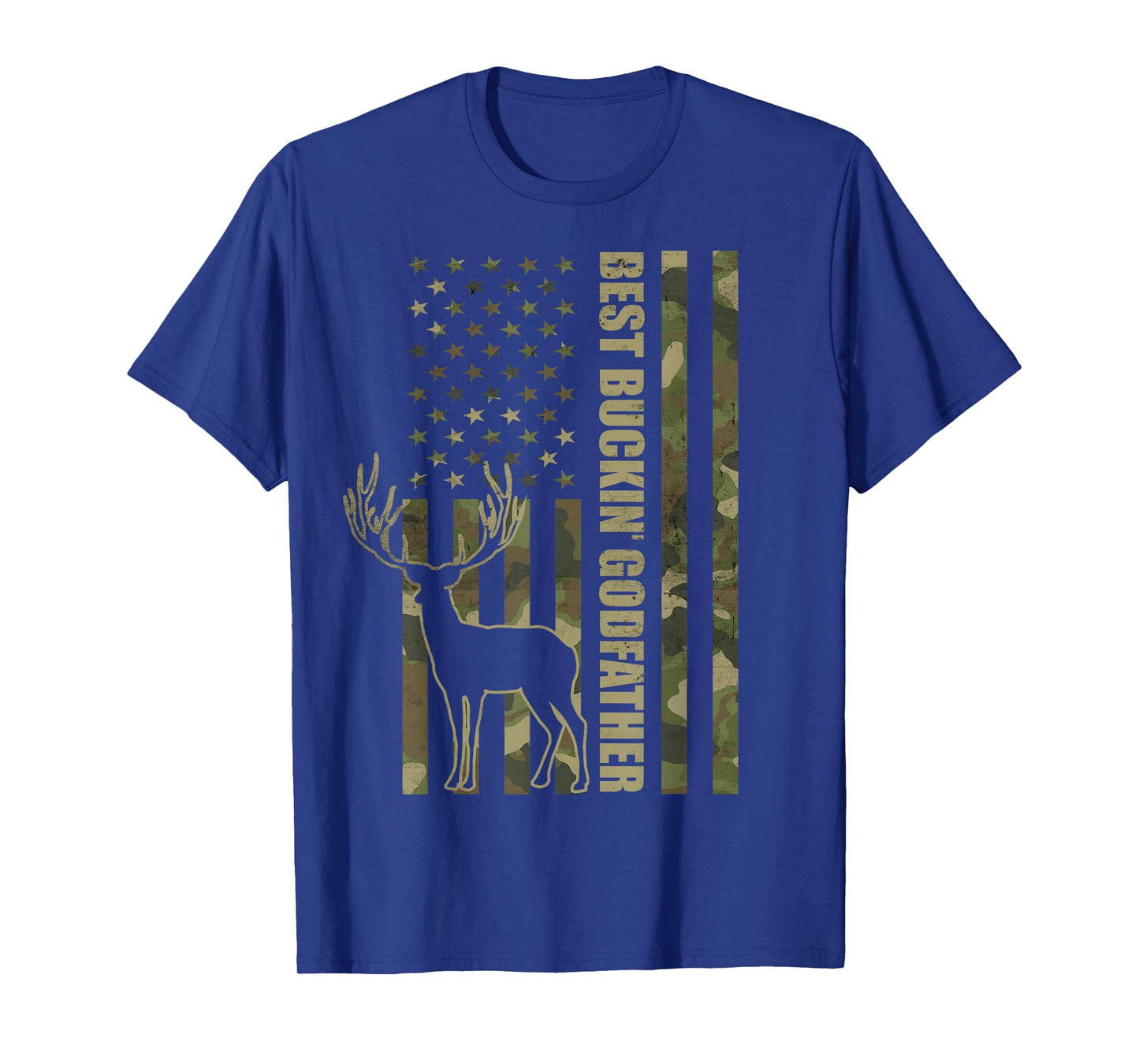 Best Buckin' Godfather Funny Deer Hunter Camo American Flag T-Shirt