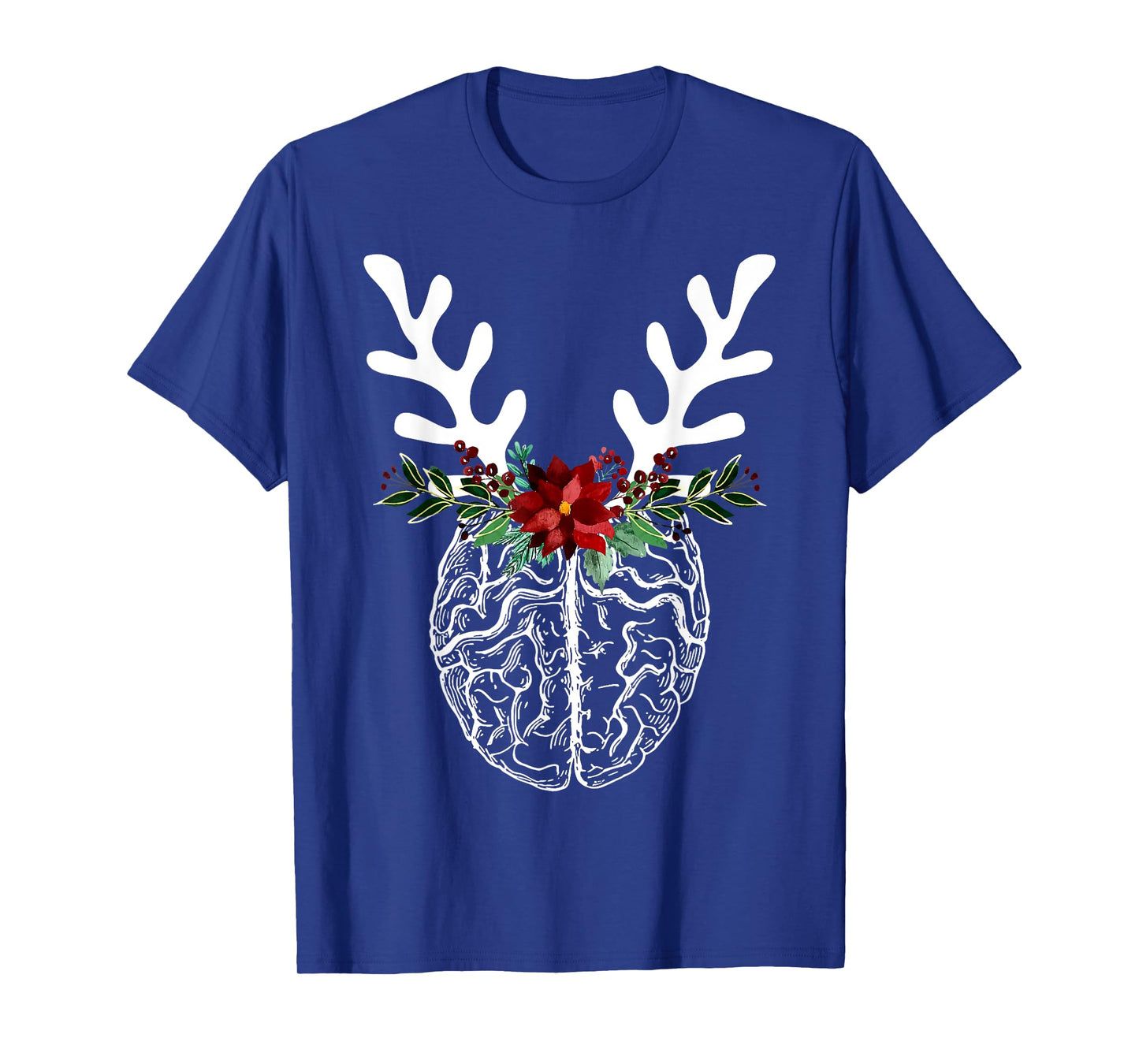 Anatomy Brain Floral Reindeer Christmas Neurology Nurse T-Shirt