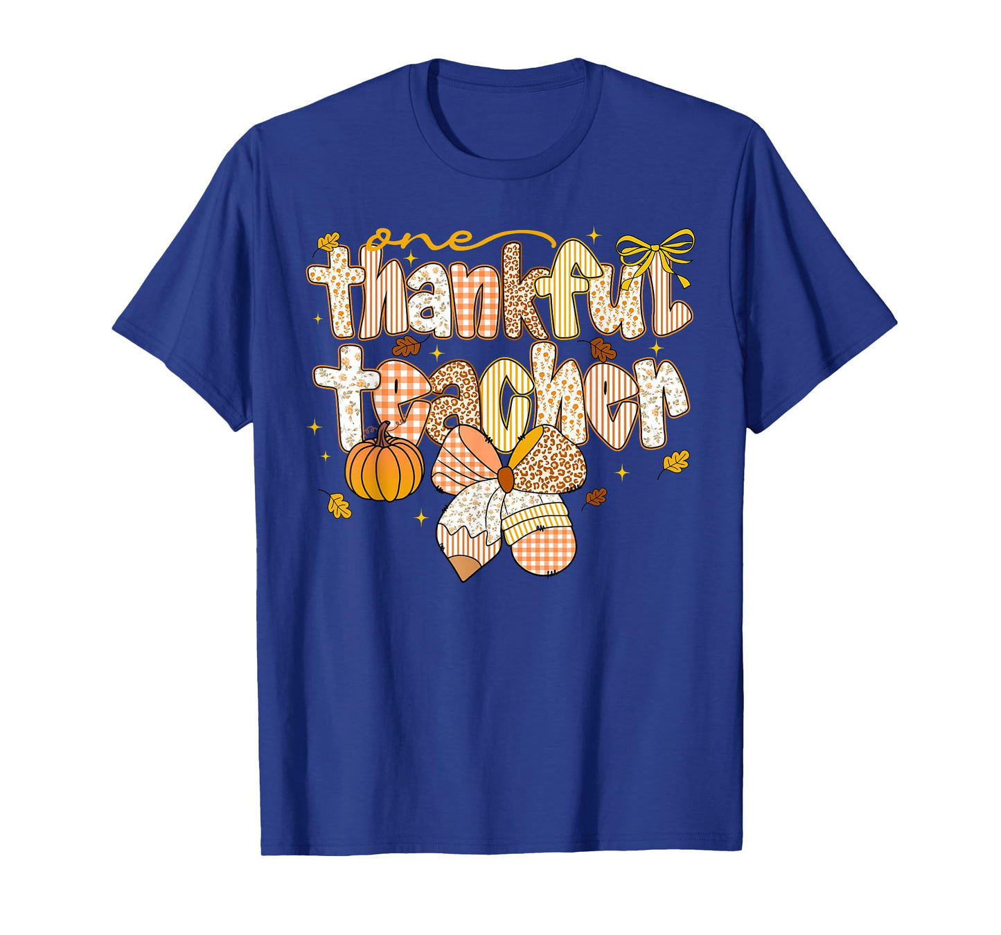 One Thankful Teacher Coquette Bow Pumpkin Thanksgiving Funny T-Shirt