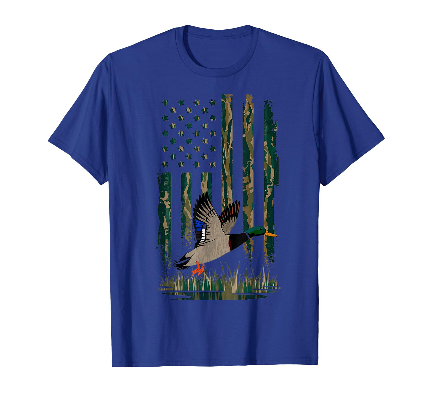 Duck Hunting Shirt Men Boys Kids Waterfowl Hunters Camo Flag T-Shirt