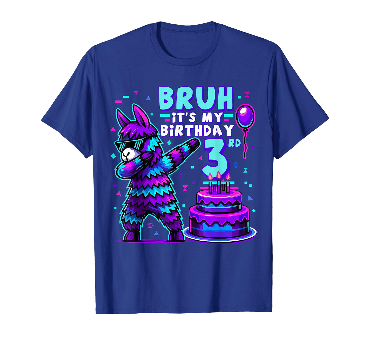 Bruh Dabbing It's My 3rd Birthday Llama Pinata 3 Year Old T-Shirt