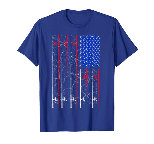 American US Flag Fishing Rod Top, Cool Fisherman Top For Him T-Shirt