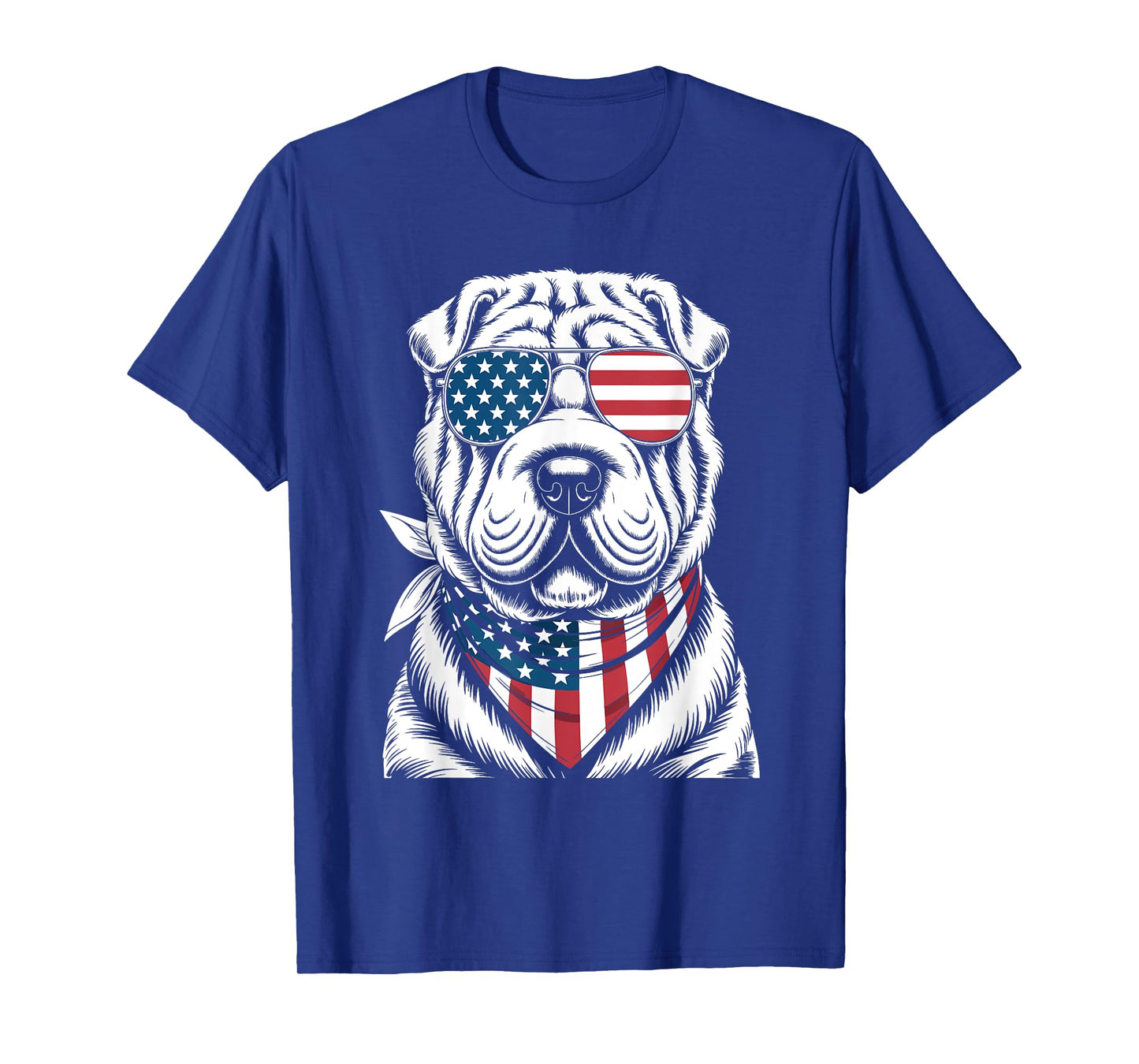 Shar Pei Dog USA Flag Sunglasses Patriotic 4th of July Men Women Kids T-Shirt