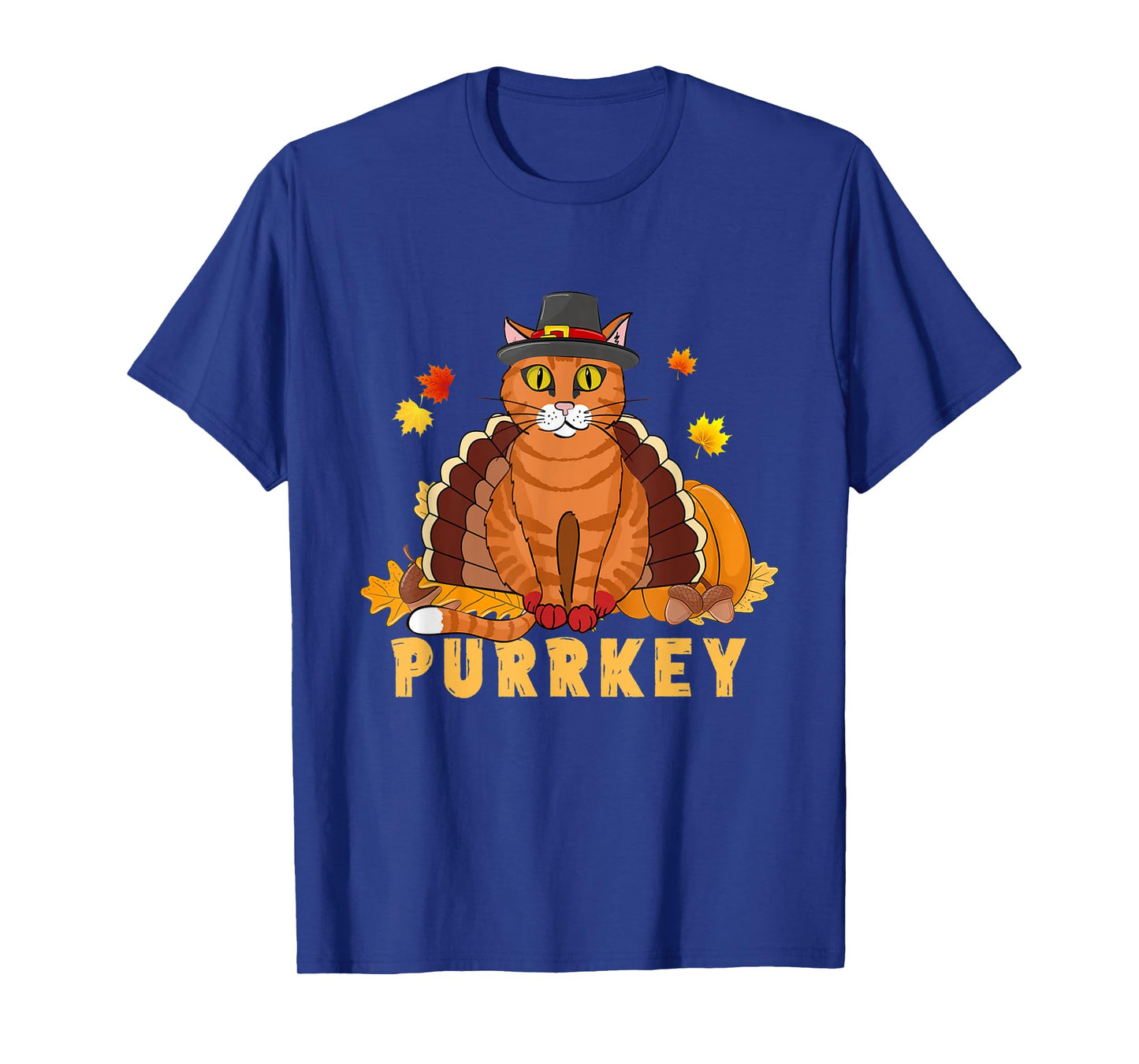 Purrkey Turkey Cat Funny Thanksgiving Cat Kitten Mom Dad T-Shirt for Men Women Kids