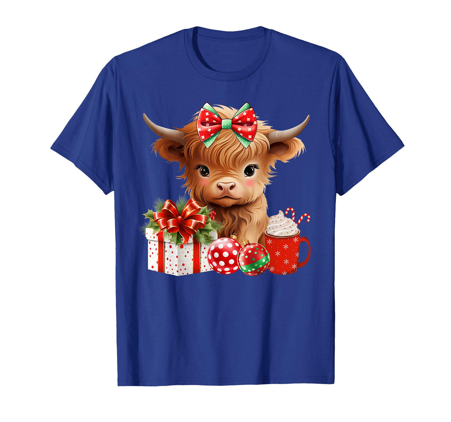 Cute Baby Highland Cow Merry Christmas Farmer Cow Xmas T-Shirt