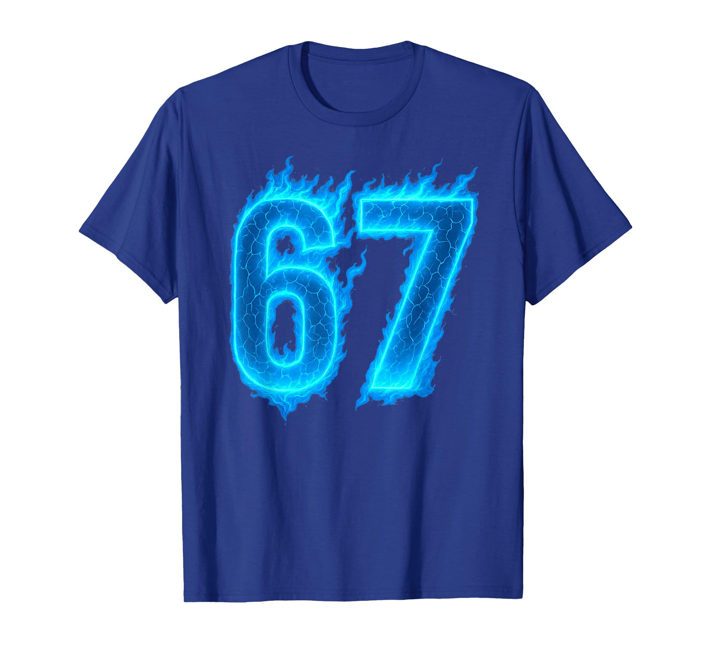 67 Six Seven Blue Flame Colorful Cool Funny 6 7 Meme T-Shirt