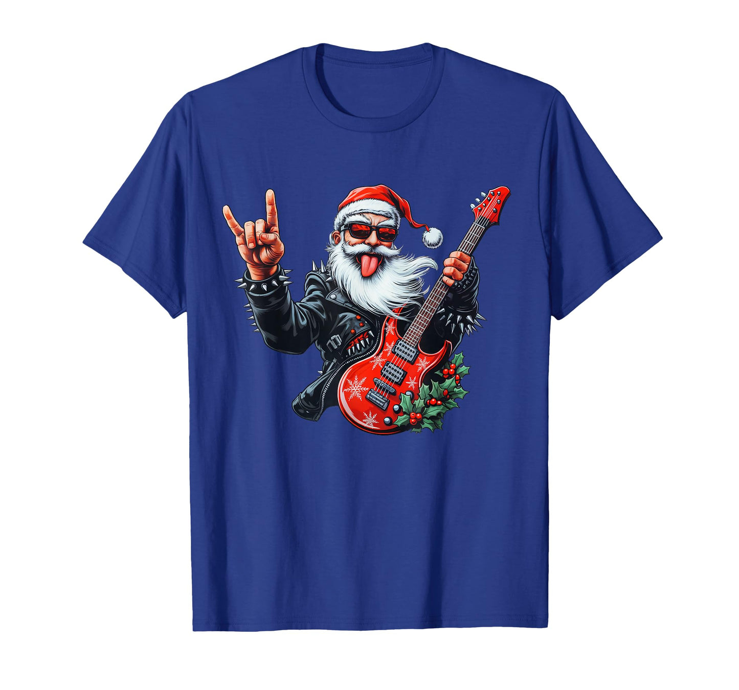 Christmas Santa Claus Playing Electric Guitar Rock Star Xmas T-Shirt