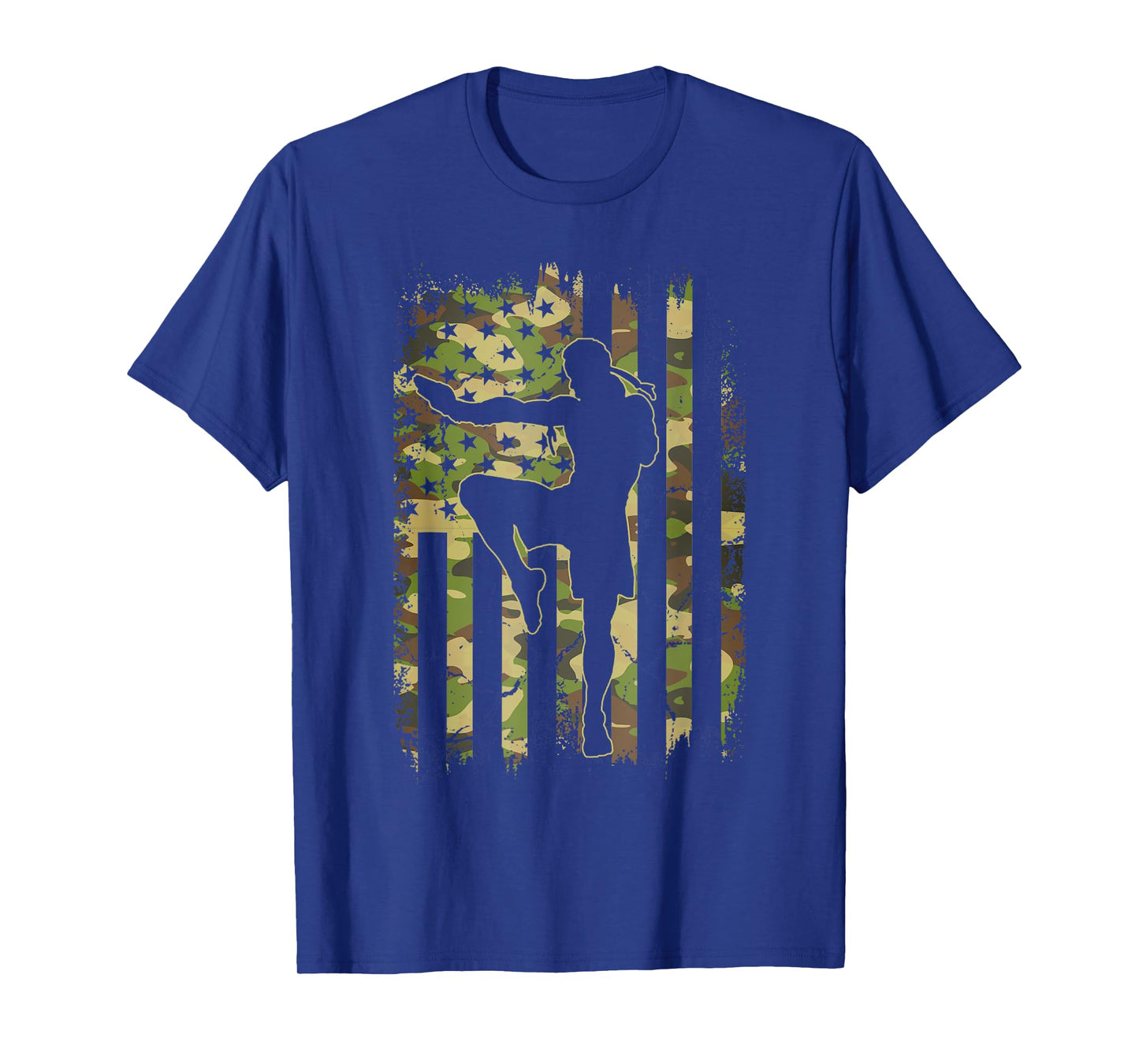 Camo US Flag American Muay Thai Player Vintage Patriotic T-Shirt