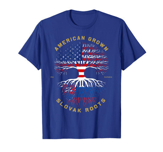 American Grown With Slovak Roots Tree USA Flag Unique Gifts T-Shirt