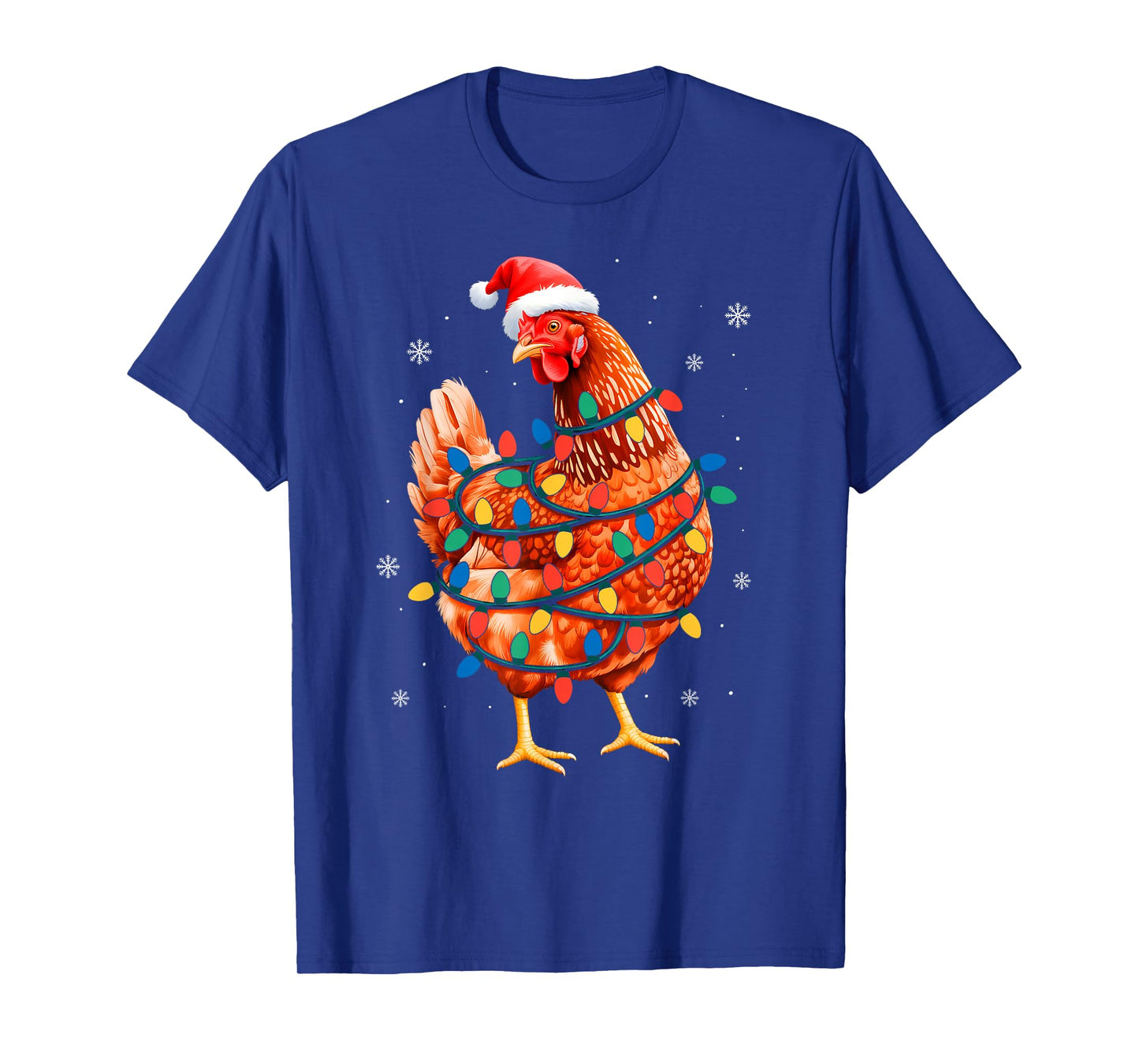 Chicken Christmas Tree Lights Farm Animal Santa Xmas Pajamas T-Shirt