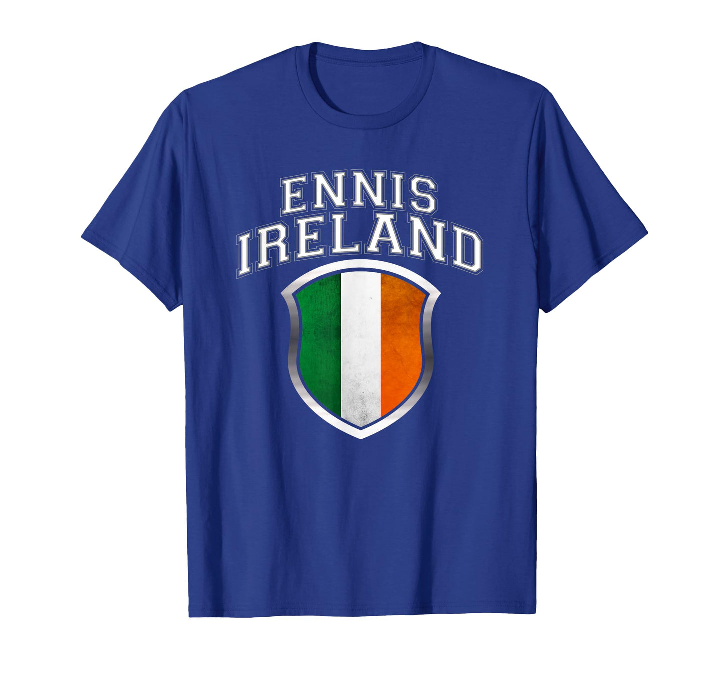 Ennis Ireland T Shirt with Grunge Irish Flag Crest T-Shirt