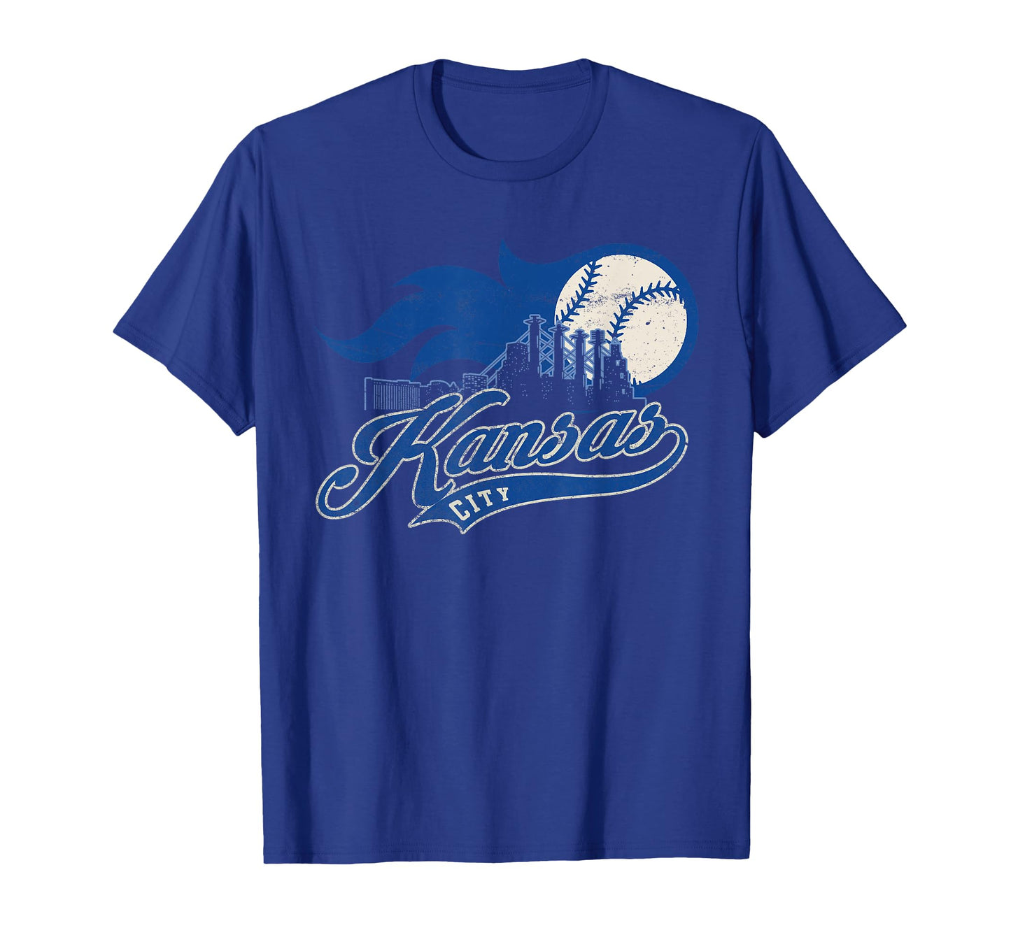 Vintage Kansas City Baseball American US Flag T-Shirt