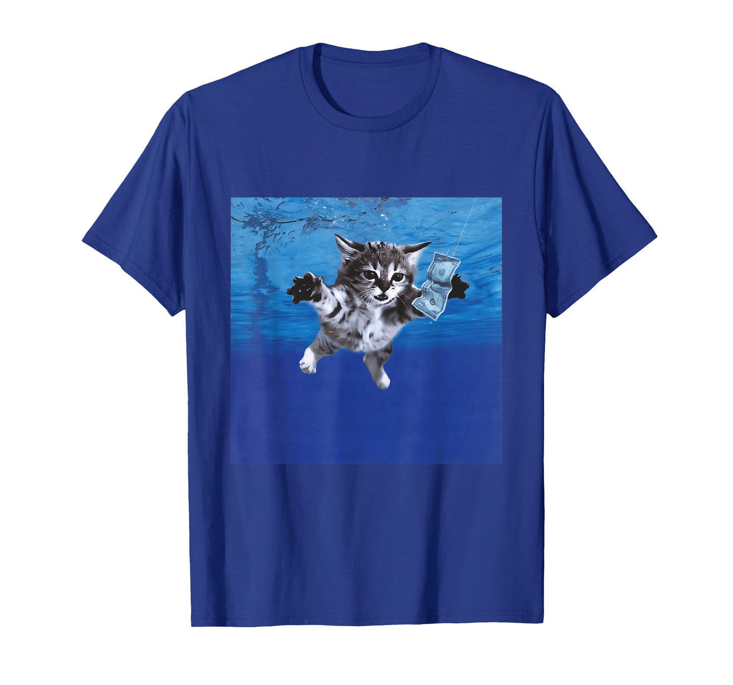 Parody Cat Chasing Money Humorous Cat Swimming Pool Kitten T-Shirt