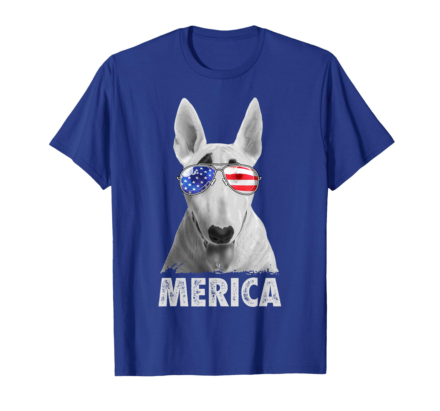 Bull Terrier 4th of July Merica Men American Flag Sunglasses T-Shirt