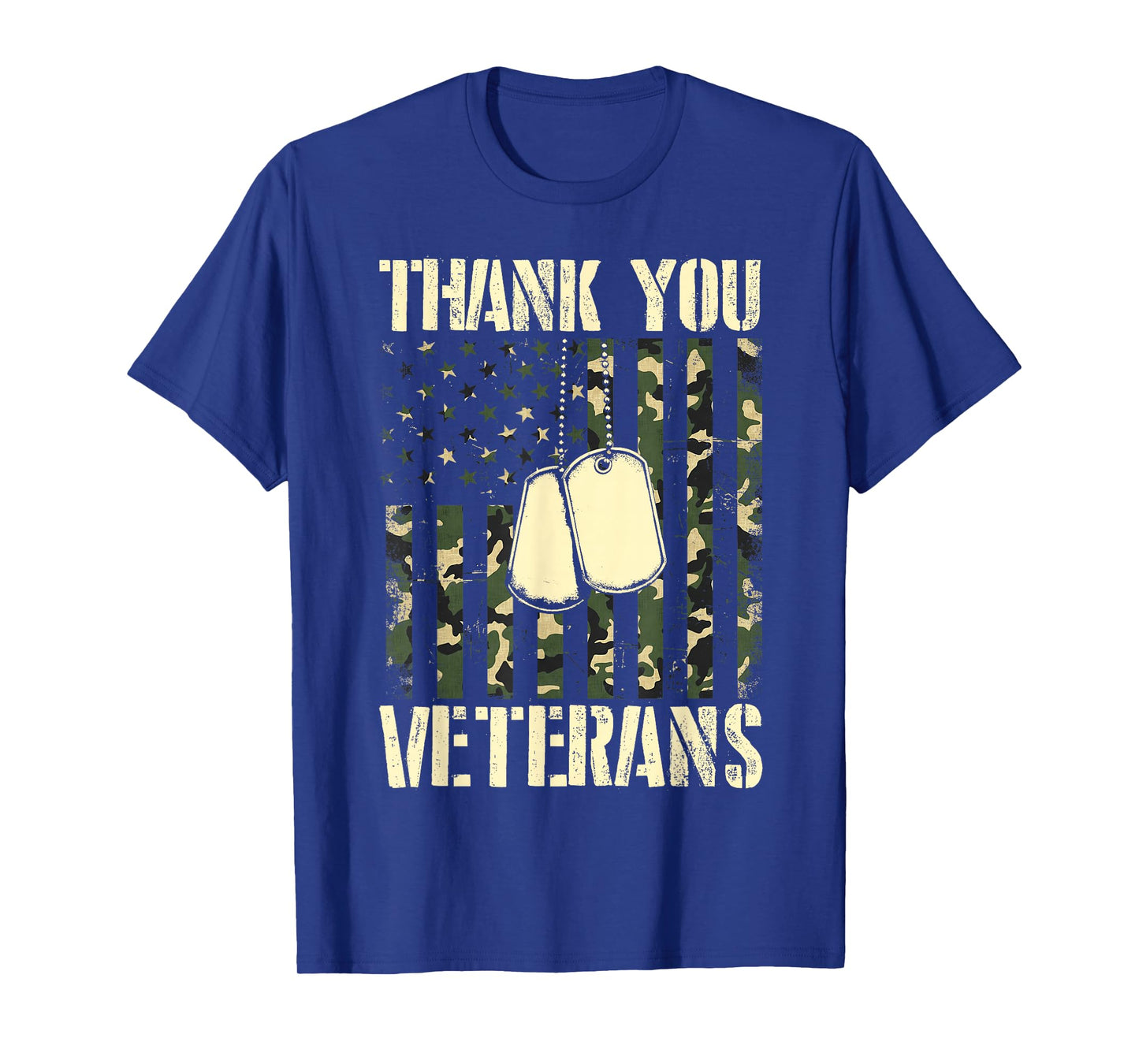 Thank You Veterans Patriotic Dog Tag American Flag Men Women T-Shirt