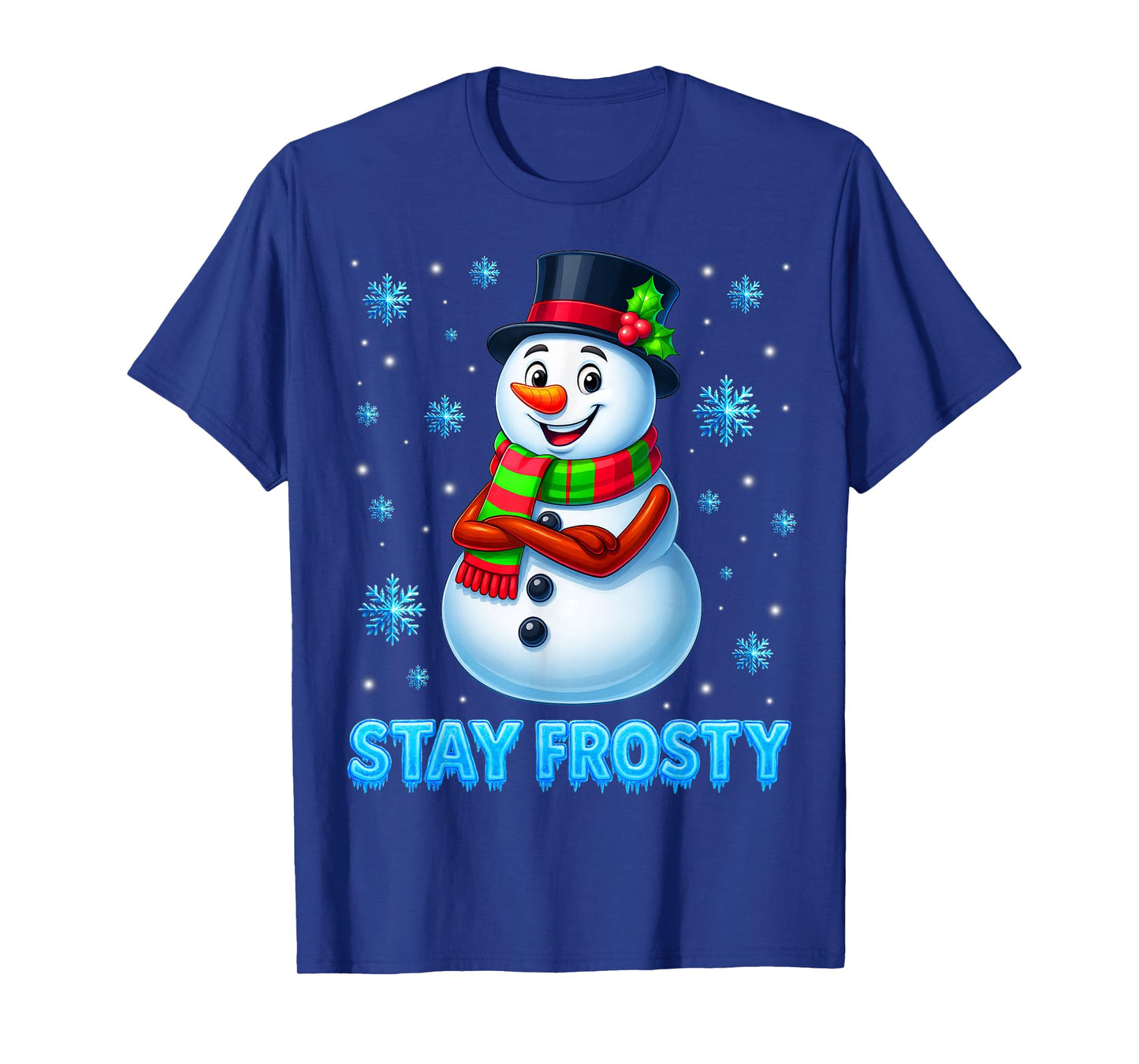 Stay Frosty Funny Snowman Pjs Christmas Xmas Kids Men Women T-Shirt
