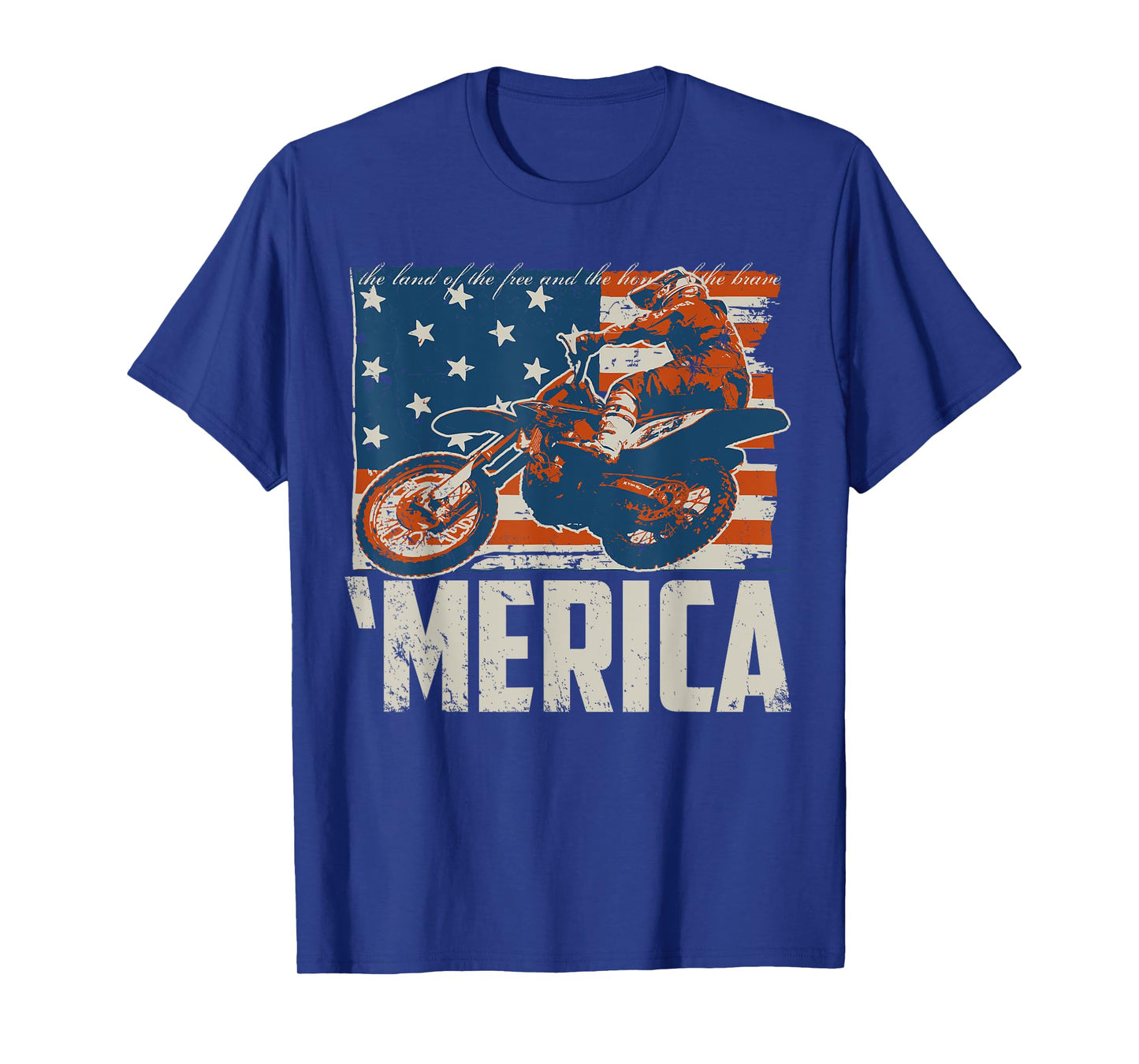 Motocross racer dirt bike 'Merica American Flag T-Shirt for Women Men