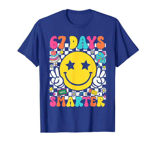 67th Day of School 67 Days Smarter Teacher Student Groovy T-Shirt