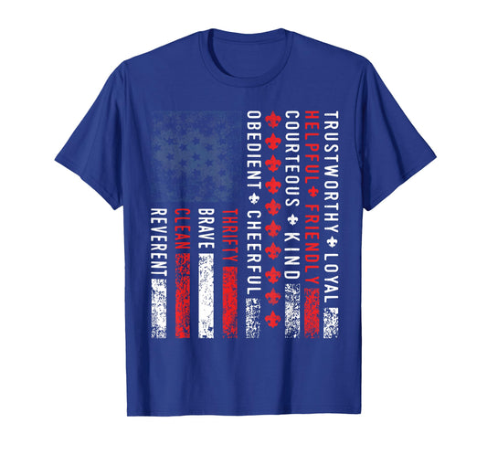 Scouting Law Vintage US America Flag Scouting T-Shirt
