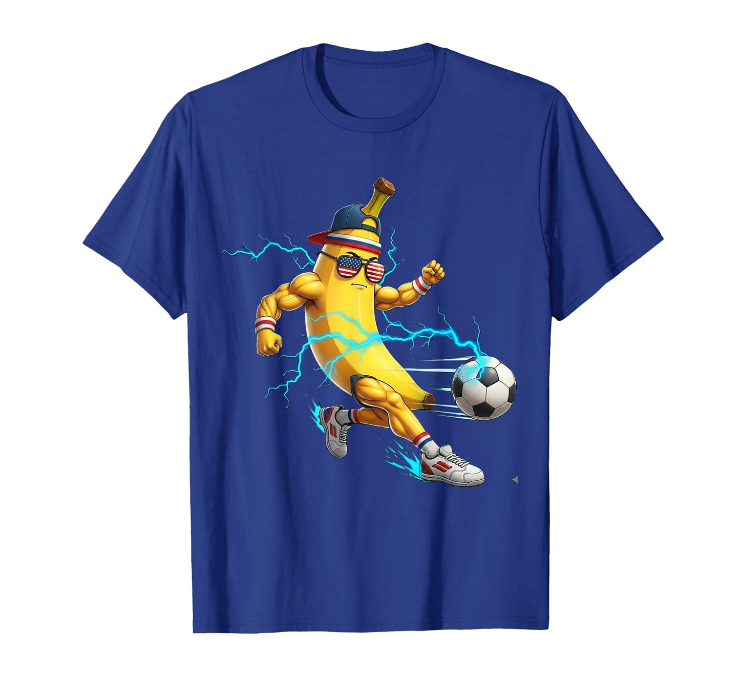 Funny Banana Soccer Player Tee Cool USA Sports Fruit Graphic T-Shirt