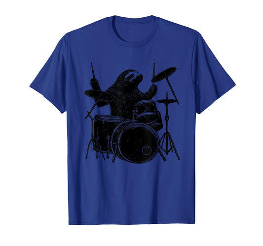 Sloth Playing Drums Funny Drumming Animal Drummer T-Shirt