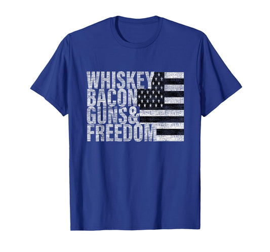 Whiskey Bacon Guns & Freedom T-shirt Flag Tee T-Shirt
