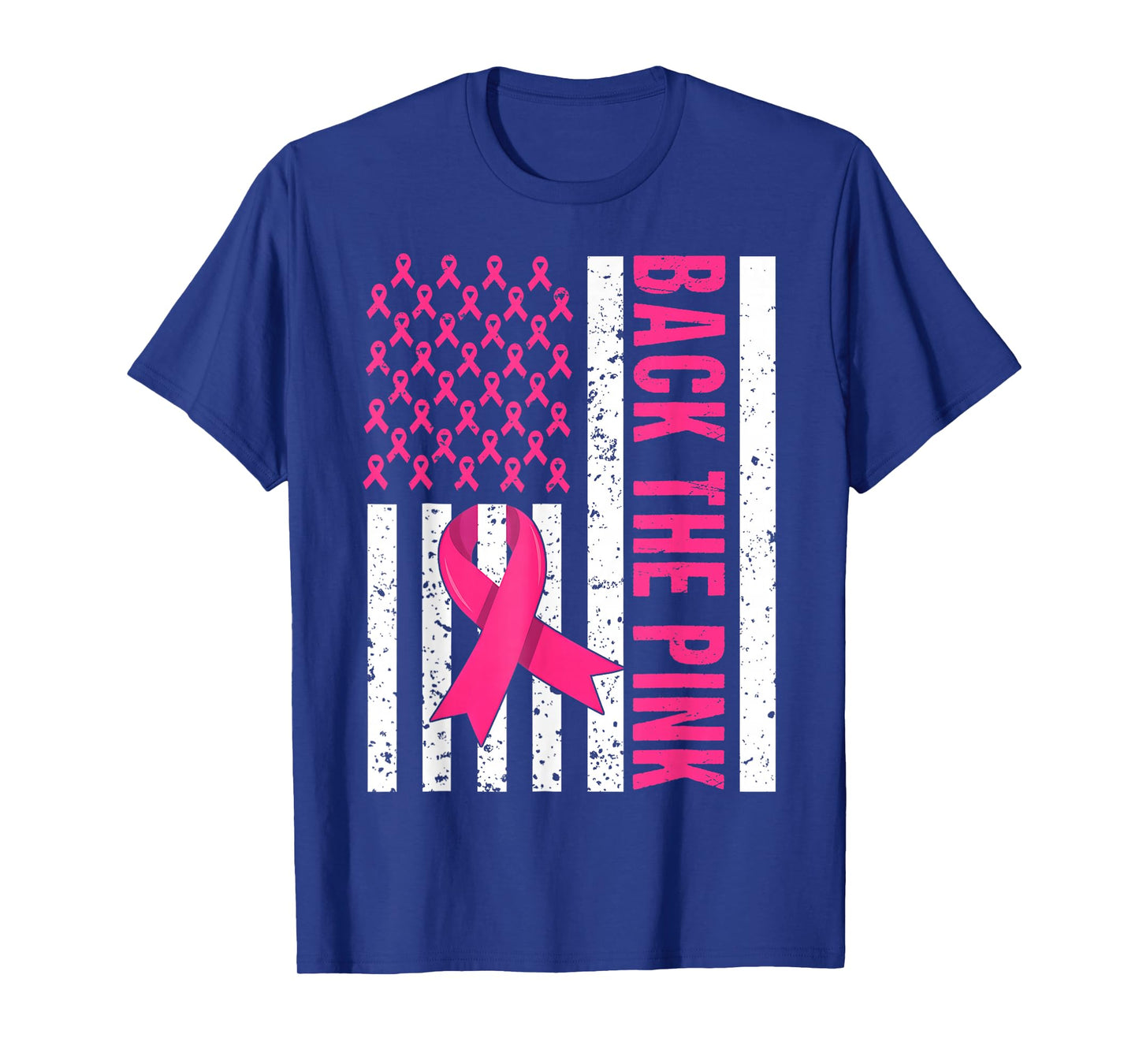 Back The Pink Breast Cancer Awareness USA Flag Men Women Kid T-Shirt