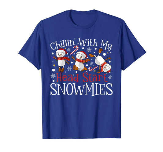 Chillin' With My Head Start Snowmies Teacher Christmas Kids T-Shirt