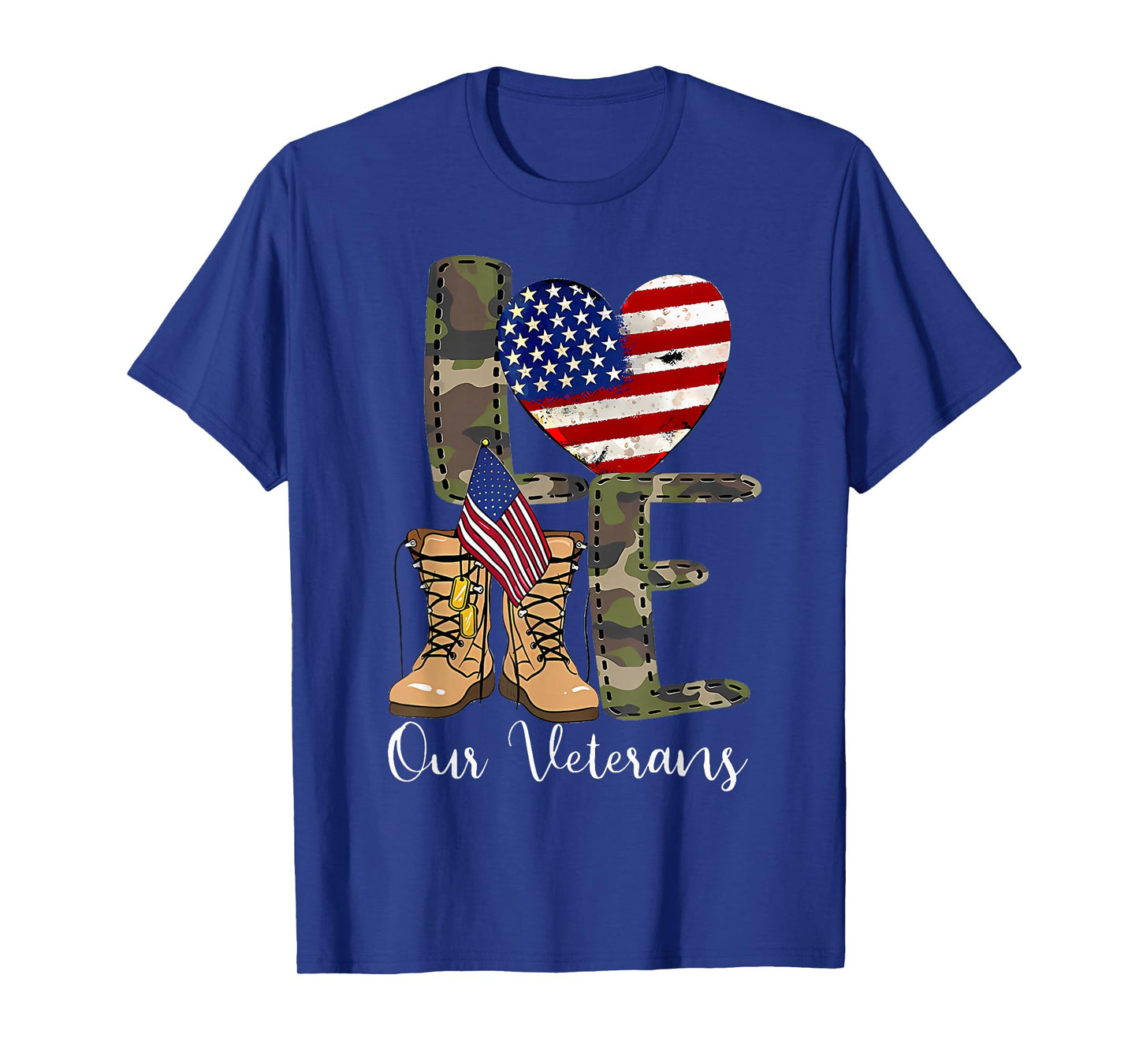 Love Our Veterans Day Proud Military American Flag T-Shirt