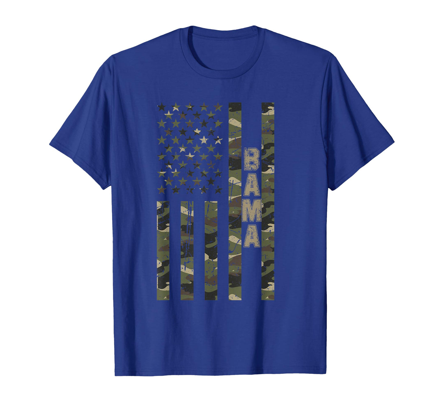 Bama Alabama United States Distressed Camo w US Flag T-Shirt