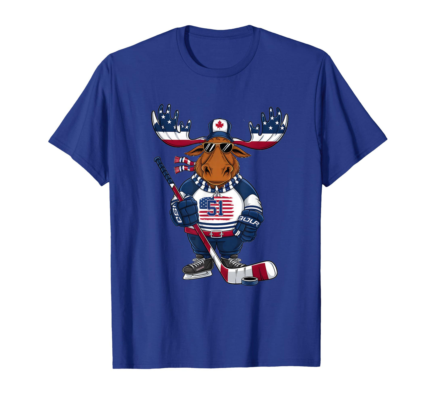 Funny Moose Canada 51 State of USA American Flag T-Shirt