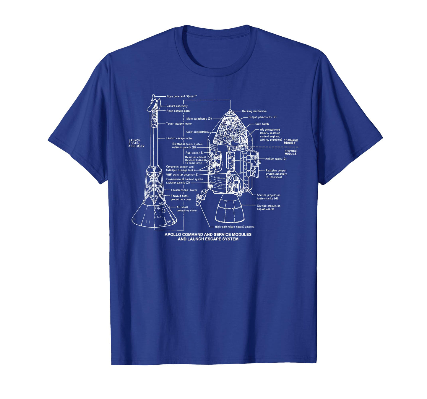 Apollo Launch Escape System Space Module Diagram Blueprint T-Shirt