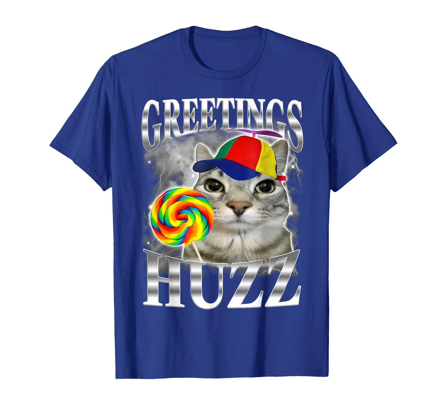 Lollipop Cat Meme Greetings Huzz Funny Silly Cat Humor Men Women T-Shirt